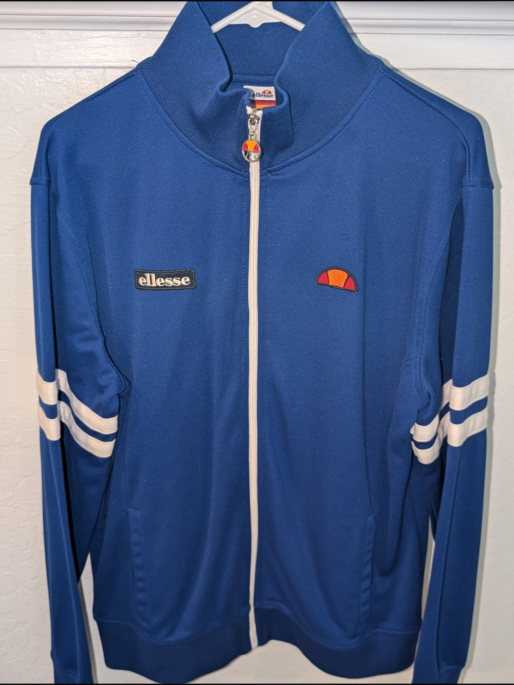 ellesse Blue Track Jacket with White Accents Vintage Roma